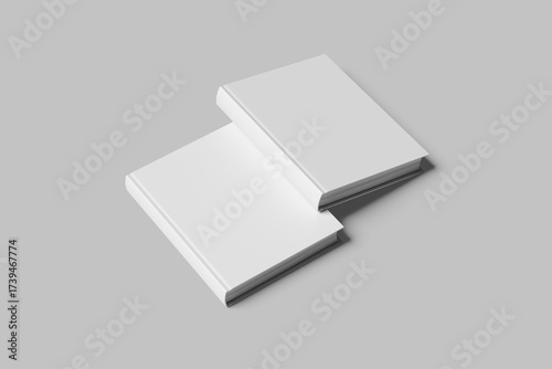 Realistic Book Cover Mockups on white 3D rendering