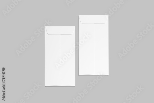 Realistic DL Envelope Mockups on white 3D rendering