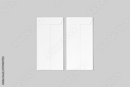 Realistic DL Envelope Mockups on white 3D rendering