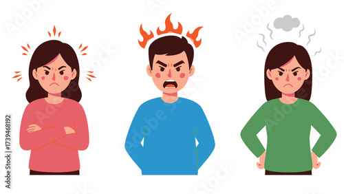 Cartoon Characters Expressing Intense Anger, Frustration, and Irritation