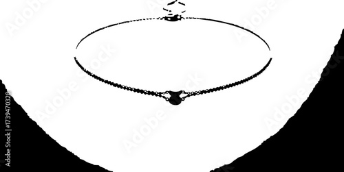 Elegant choker necklace illustration, modern jewelry design for fashion accessory promos, timeless style, minimal aesthetic, vector graphic for creative projects