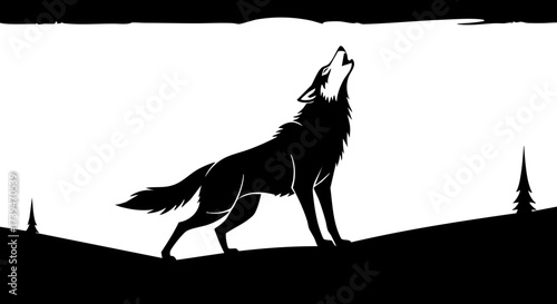 Majestic wolf howling at the moon in a serene forest setting, a symbol of wild freedom and untamed spirit, perfect for nature and animal themes