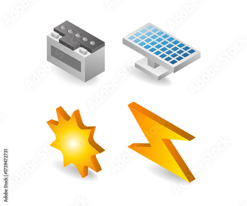 Illustration of bundle themed solar technology panel symbol
