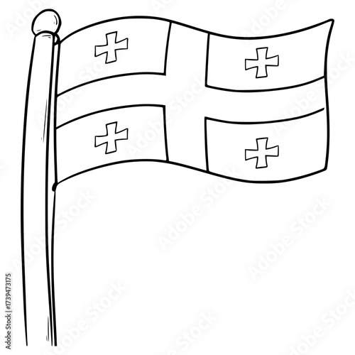 Georgia flag illustration hand drawn outline vector eastern Europe