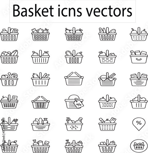 Shopping Basket Icon and Vector Illustration