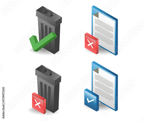 Illustration of a digital data waste sorting bundle