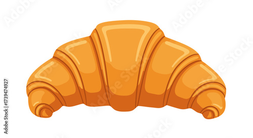A goldenbrown croissant with visible layers depicted in a stylized cartoonlike manner