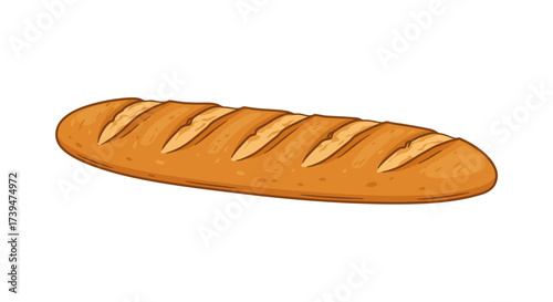 A loaf of goldenbrown bread with diagonal cuts on its top isolated