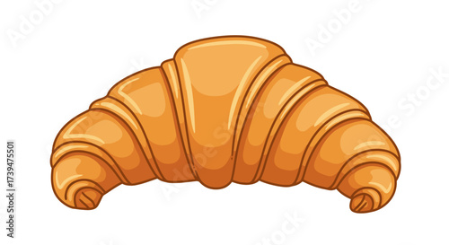 Cartoonish croissant goldenbrown with light and dark shading outlined in brown