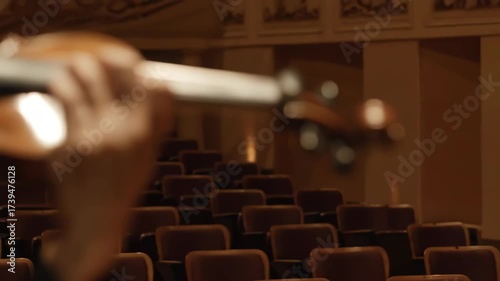 Close-up of a violinist playing a violin