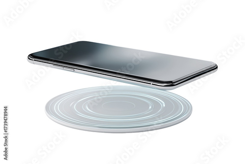 Sleek modern smartphone wirelessly charging on a glowing circular pad for ultimate convenience