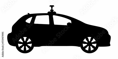 Autonomous vehicle silhouette, future of transportation, self-driving car innovation, modern automotive technology, smart city mobility, transportation design