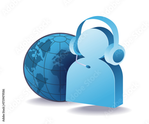 global customer service symbol representing worldwide communication and support