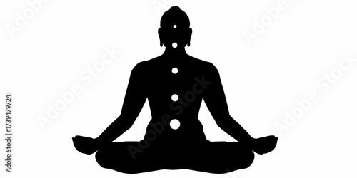 Meditative yoga silhouette for chakra balancing, mindful wellness and spiritual growth, perfect for holistic health and peaceful relaxation visuals