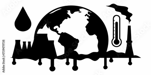 Urgent climate change concept showing a melting earth, pollution, and rising temperatures – Visualize the global crisis and inspire action now