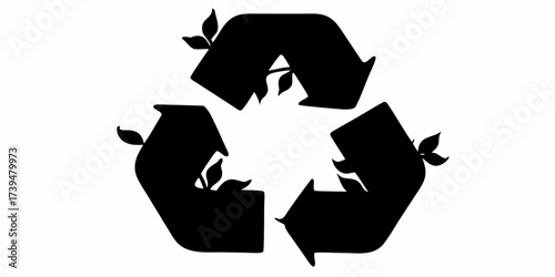 Eco-Friendly Recycling Symbol with Leaves for Sustainability Awareness and Environmental Conservation Campaigns, a Powerful Statement for a Greener Future
