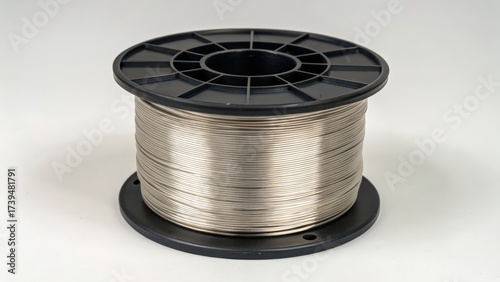 Close up of metal wire spool for industrial and craft applications