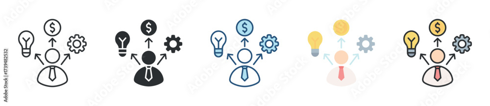 Fototapeta premium Entrepreneurship Icon Set Multiple Style Collection