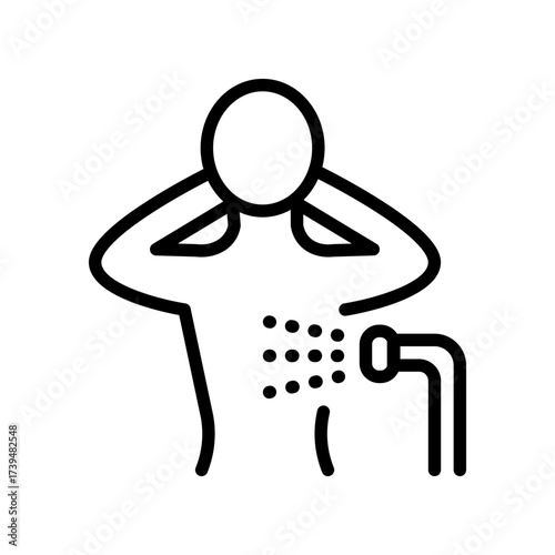 Back hydro massage outline icon. Body care, personal hygiene. Spa bathtub. Spa exercise. Hydro massage simple symbol isolated on white background.