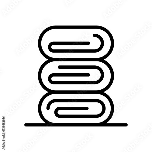 Rolled up spa towels line icon. Healthcare, skincare, wellness contour symbol. Vector isolated illustration.