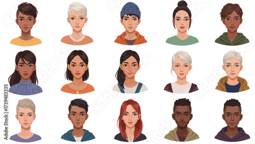 Diverse Group Of Cartoon Avatars Representing Various Individuals