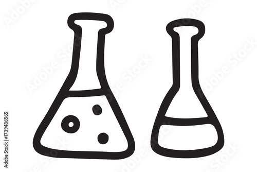 The icon for a Vector lab flask is available in a two-tone version set against both  white backgrounds