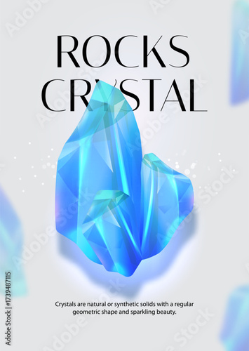 Vertical Crystal Poster Featuring Large Floating Amethyst with Light Effects
