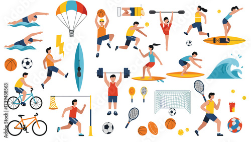 Sports Activities And Equipment Flat Design Collection