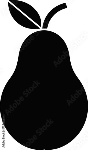 Pear fruit illustration isolated on black and white background