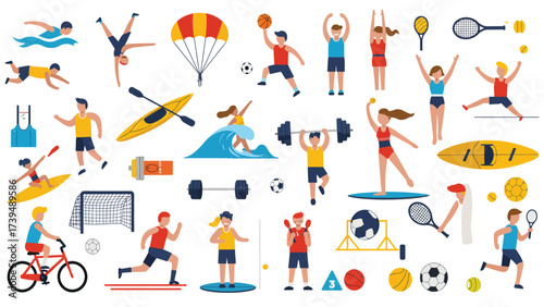 Dynamic Sports & Fitness Activities Collection: Diverse Illustrations of Active Lifestyles