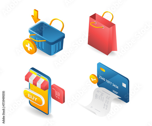 e commerce themed online shopping bundle illustration
