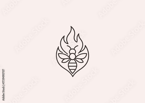 A line art logo of a fiery bee, symbolizing energy, resilience, and determination