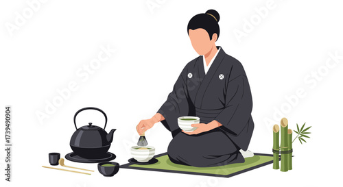 Japanese Tea Ceremony Tradition Person Preparing Matcha.