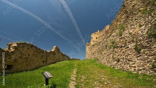 Rupea, Romania 04.09.2025: Exploring the Medieval Inner Courtyards and Walls of Rupea Citadel, a Saxon Fortification in Brașov County