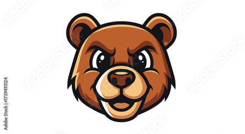 Cartoon bear head illustration with a detailed design and expressive facial features perfect for