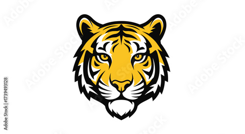 Striking tiger head logo illustration on white background, suitable for branding