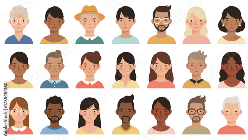 Diverse People Avatars Collection: Flat Design Vector Illustration Set Of Multicultural Characters