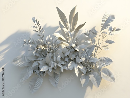 Elegant White Tropical Foliage Wall Decor Botanical Arrangement