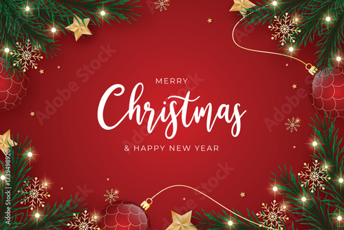 Realistic Christmas background with Christmas decorations