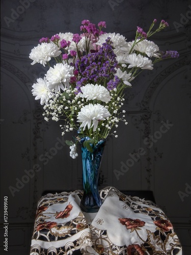 Bouquet of autumn flowers in vase