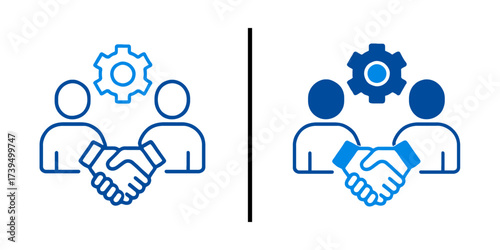 Fototapeta Business Partnership Handshake Collaboration Agreement Teamwork Gear Icon Set Co