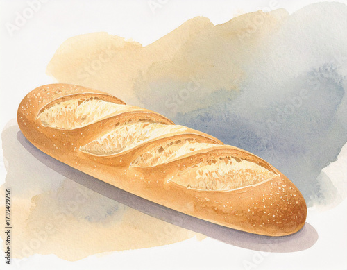 Baguette. Watercolor illustration