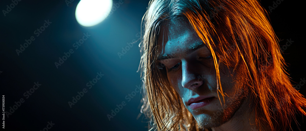 custom made wallpaper toronto digitalMale musician on stage under dramatic lighting. Emotional performance moment ideal for live music, concerts, or artistic themes.
