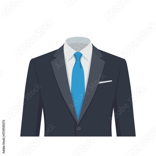 Suit with tie isolated on white background for professional or formal attire