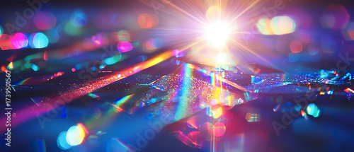 Wallpaper Mural Abstract rainbow prism light effect with shimmering bokeh and crystal refraction. Vibrant creative background for design, technology, and advertising visuals. Torontodigital.ca
