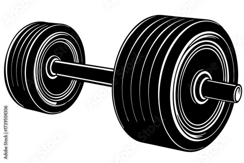 Heavy iron dumbbell weights isolated on a white background for gym fitness and bodybuilding exercise