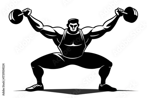 Muscular man lifting a dumbbell in a black silhouette illustrates the ultimate in fitness and athletic body power at the gym