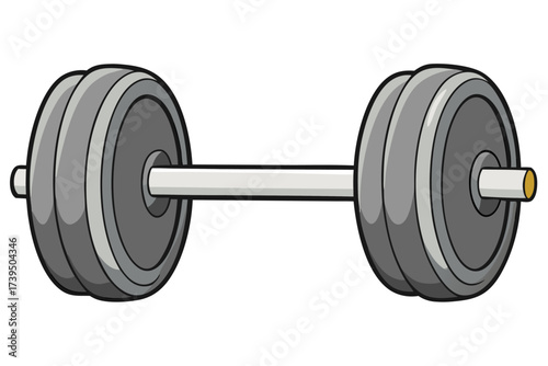 Black iron dumbbell isolated on white background for gym fitness and strength training