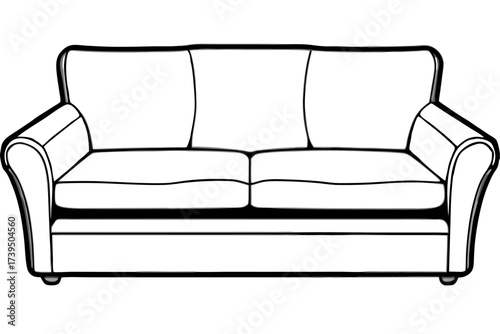 Isolated comfortable leather sofa on white background for luxury home interior design with cushions