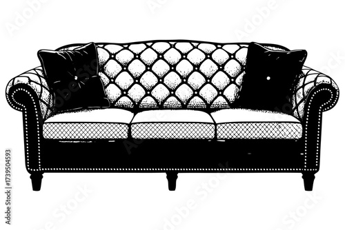 Red luxury leather sofa, a comfortable and contemporary furniture object for a living room interior, isolated on white background